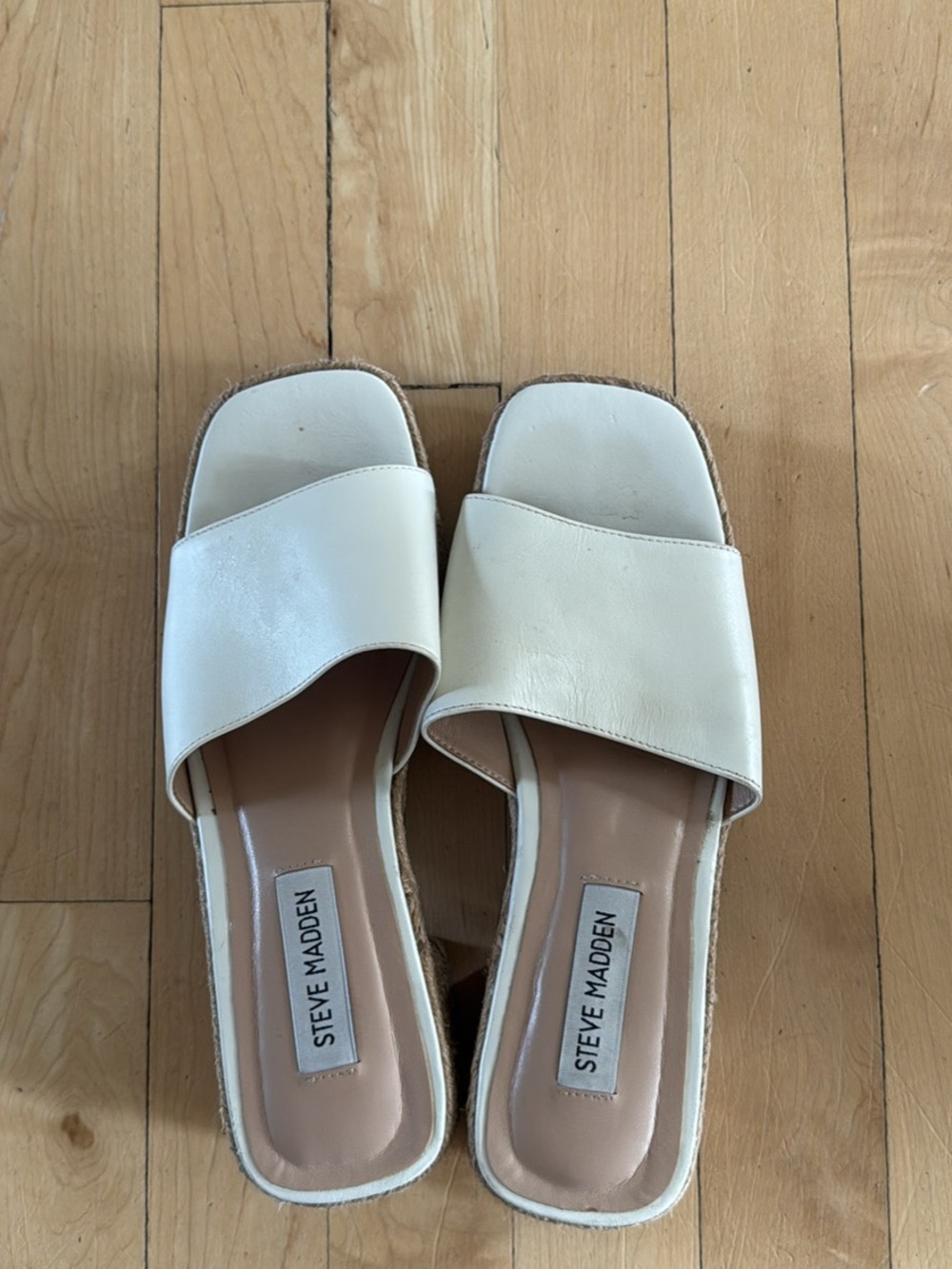 Steve Madden Ivory Espadrille Slide Sandals